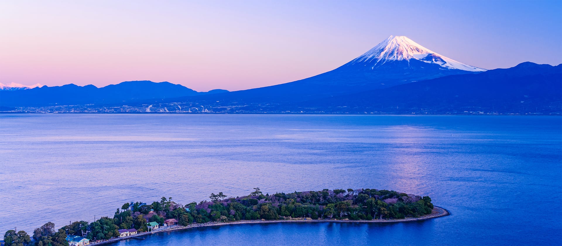 駿河湾越しに望む富士山