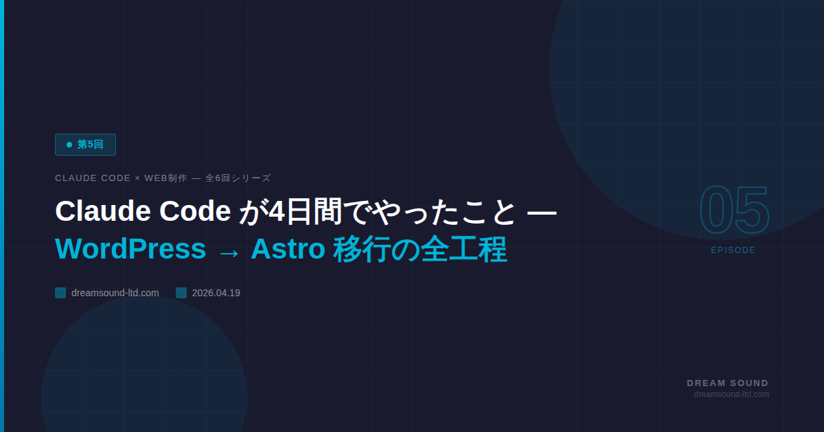 Claude Code が4日間でやったこと — WordPress → Astro 移行の全工程